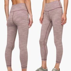Wunder Under High Rise Luxtreme Purple Stripe Workout Leggings, size 4